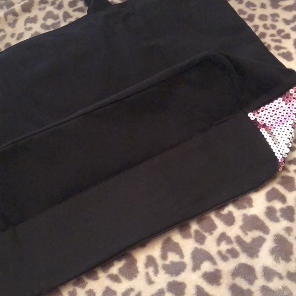 Victoria’s Secret Logo Sequin Stripe Weekender Duffle Travel Bag Pink Bling - Picture 12 of 16